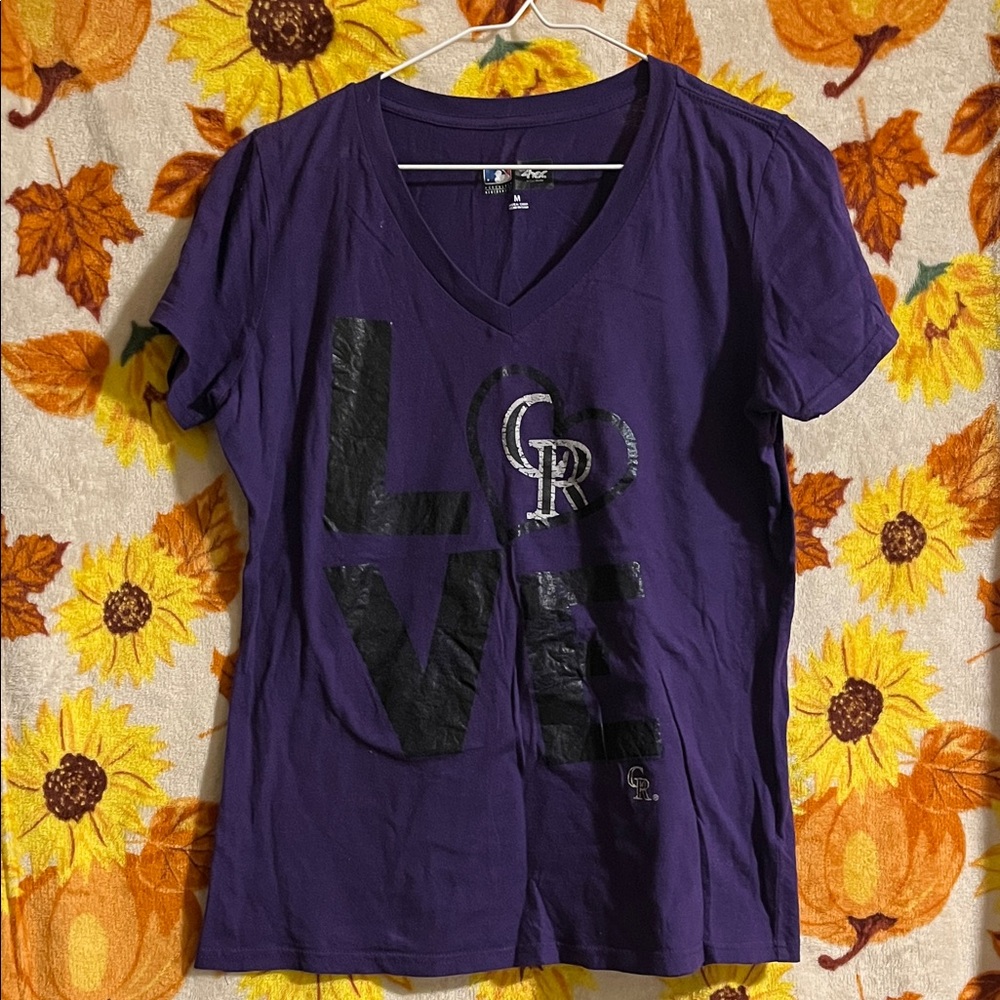 MLB Purple V-Neck Graphic Tee